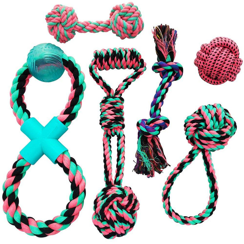 [Australia] - Otterly Pets Puppy Dog Cute Pink Boutique Rope Toys Set Bundle - Small to Medium Breed Girl Dogs 6-Pack 