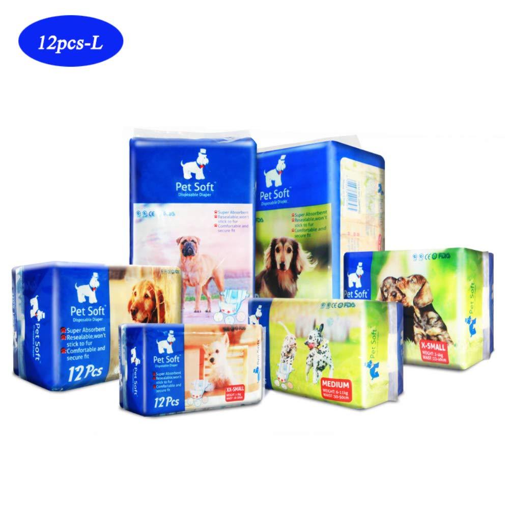 [Australia] - YINGYAO Pet Soft Disposable Wraps Female Dog Diapers,12piece L 