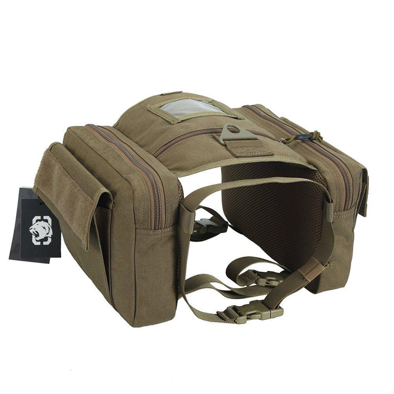OneTigris Dog Saddlebag Tactical Dog Pack for Dog with 20"-26" Neck Girth and 34"-42" Chest Girth Large Coyote Brown - PawsPlanet Australia
