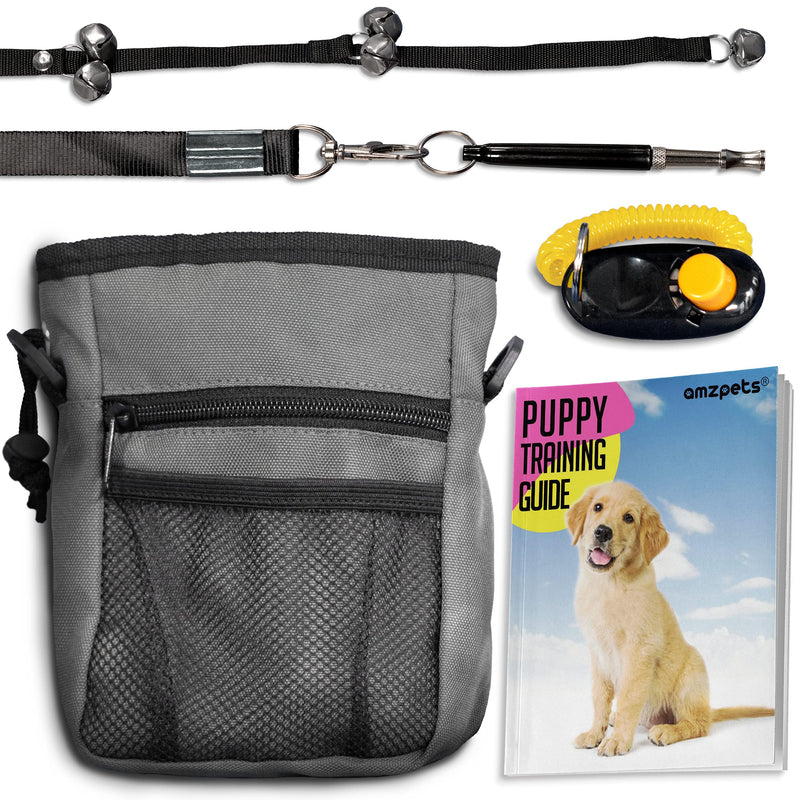 AMZpets Dog Training Set - Puppy Supplies Starter Kit with Dogs Clicker, Treat Pouch Bag, Housetraining Door Bells, Ultrasonic Whistle, for Teaching Pet Commands, Bark Control, and Potty Training - PawsPlanet Australia