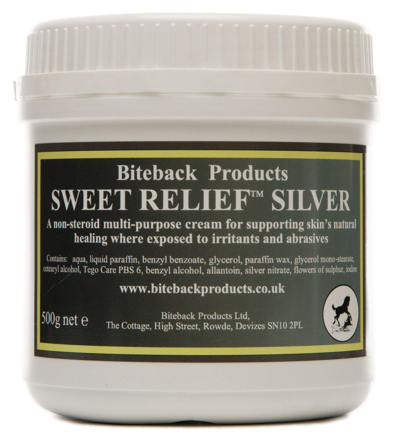 Biteback Products 'Sweet Relief Silver'™ Multi-Purpose Cream For Supporting Sore Skin's Natural Healing (Horse & Dog) 500g - PawsPlanet Australia