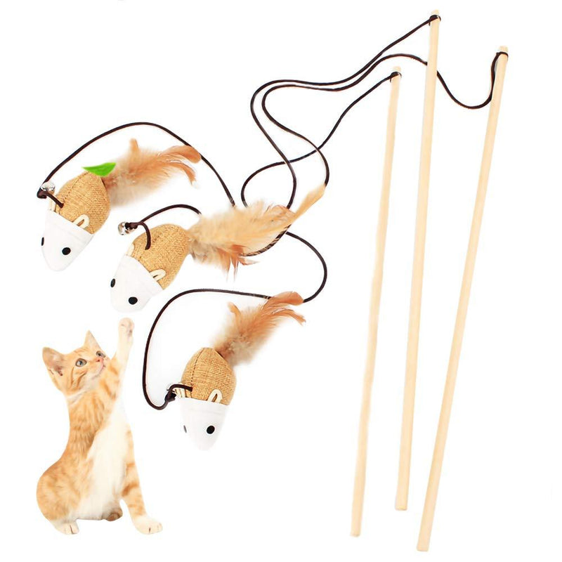 [Australia] - Yarssir Cat Feather Teaser Wand Catnip Toy For Your Cat Kitten,3 Set 