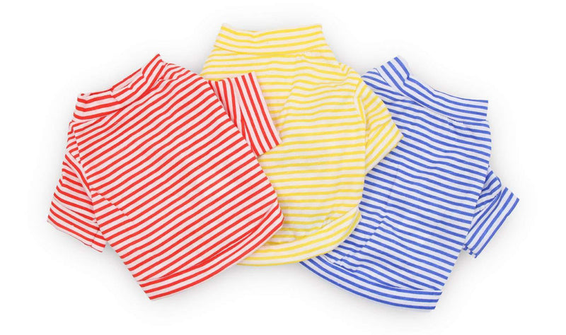 [Australia] - DroolingDog Dog Clothes Pet Striped T-Shirt for Small Dogs, Pack of 3 Small (3.3lb-5.5lb) Multi-colored 