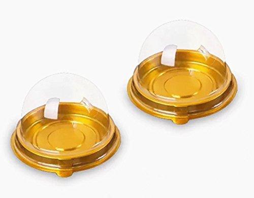 50 Pack 2 Inch of Clear plastic mini cake box muffins box cookies cookies muffins dome box wedding birthday gift box (Gold) - PawsPlanet Australia