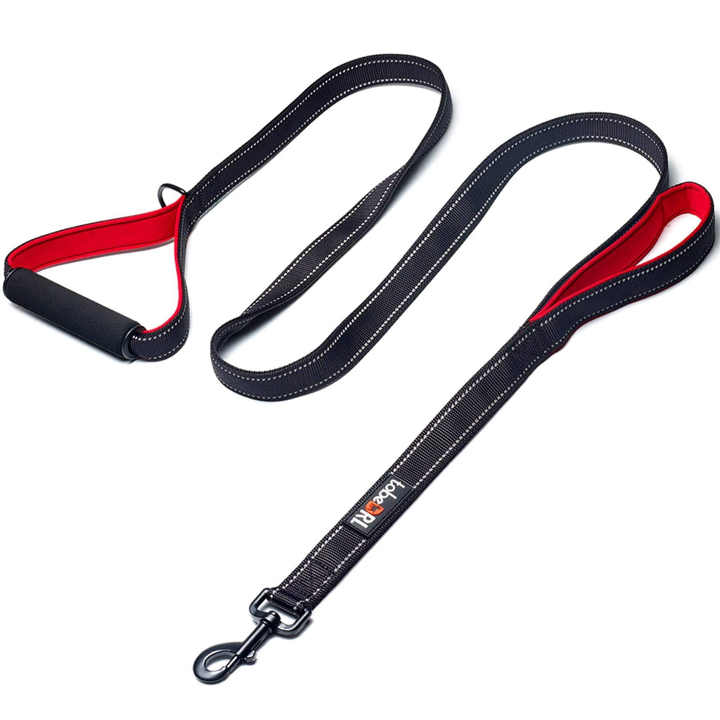 [Australia] - tobeDRI Heavy Duty Dog Leash - 2 Padded Handles, 6 feet Long - Dog Training Walking Leashes for Medium Large Dogs Black 