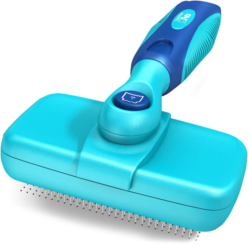 [Australia] - CleanHouse Pets Cat and Dog Hair Brush - No More Shedding | Easy Self Cleaning Button! All Pet Sizes, Small to Large. Pro Grooming Slicker Brushes, Removes Loose Hairs, Tangles, Cleans & Desheds blue 