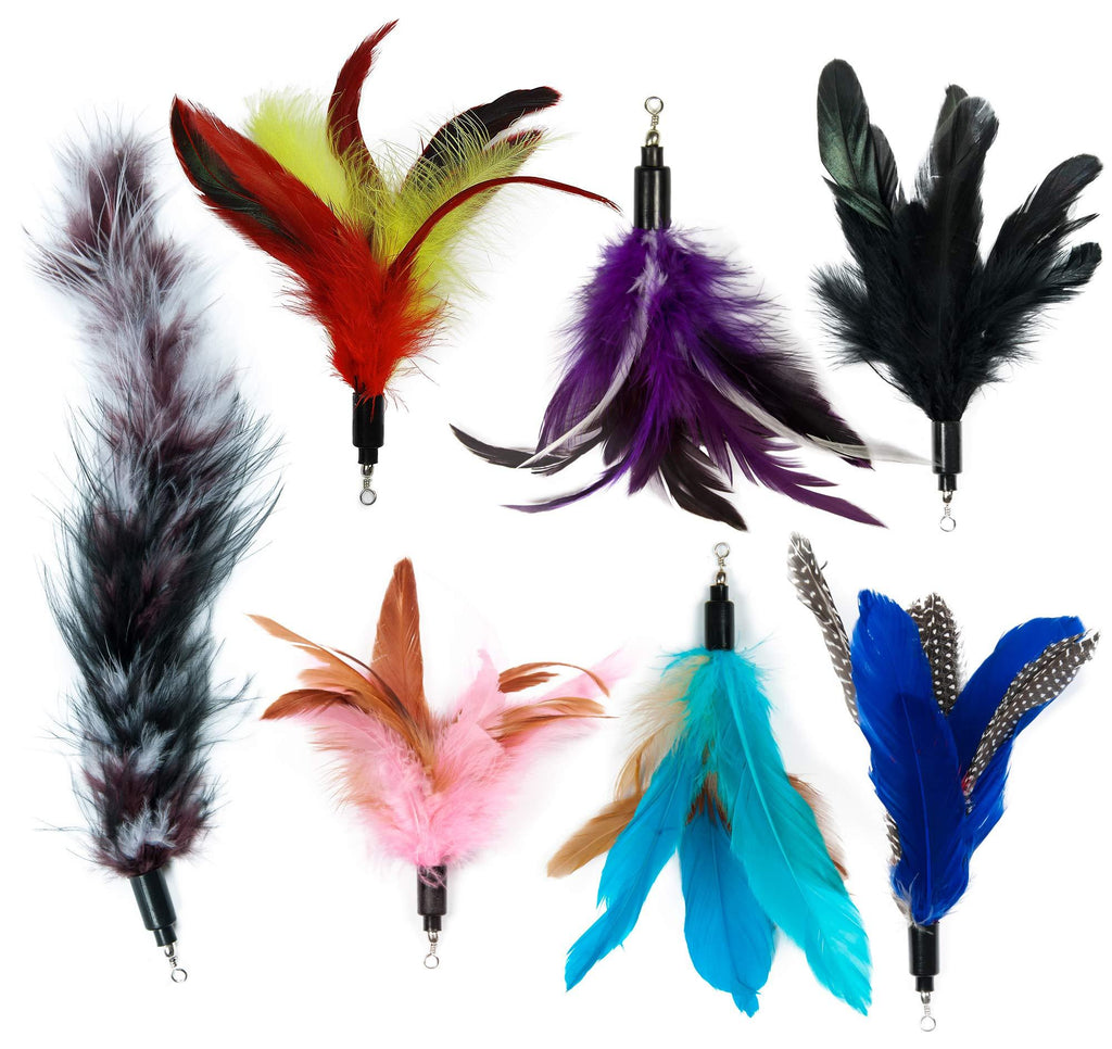 Cat Wand Feather Refills for Interactive Cat and Kitten Wands Include 6 Pieces Replacement Feathers and 1 Soft Furry Tail (7 Pieces) - PawsPlanet Australia