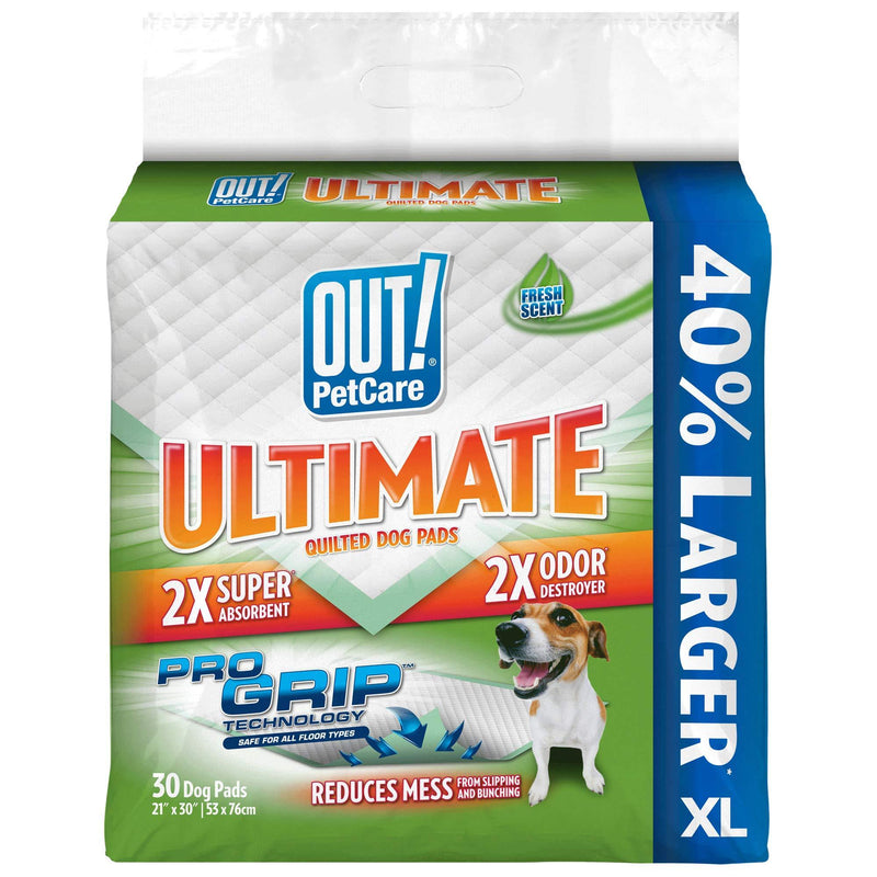 [Australia] - OUT! Ultimate Pro-Grip XL Dog Pads | Absorbent Pet Training and Puppy Pads | Grip Technology Prevents Slipping and Bunching | 30 Pads | 21 x 30 Inches 30 ct 