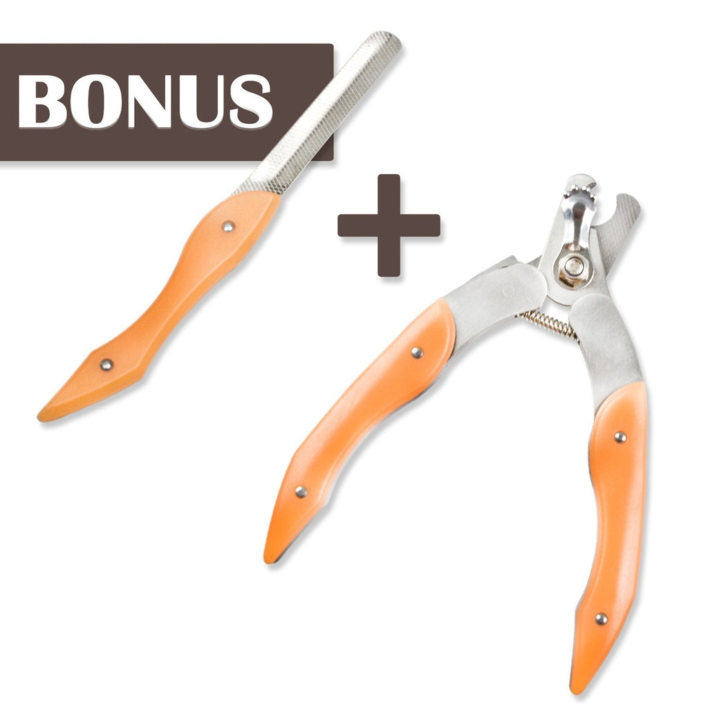 [Australia] - MairGwall Professional Dog Nail Clippers + Nail File Kit- with Anti Slip Handles and Safe Guard - General Use for Medium Small Breeds orange 