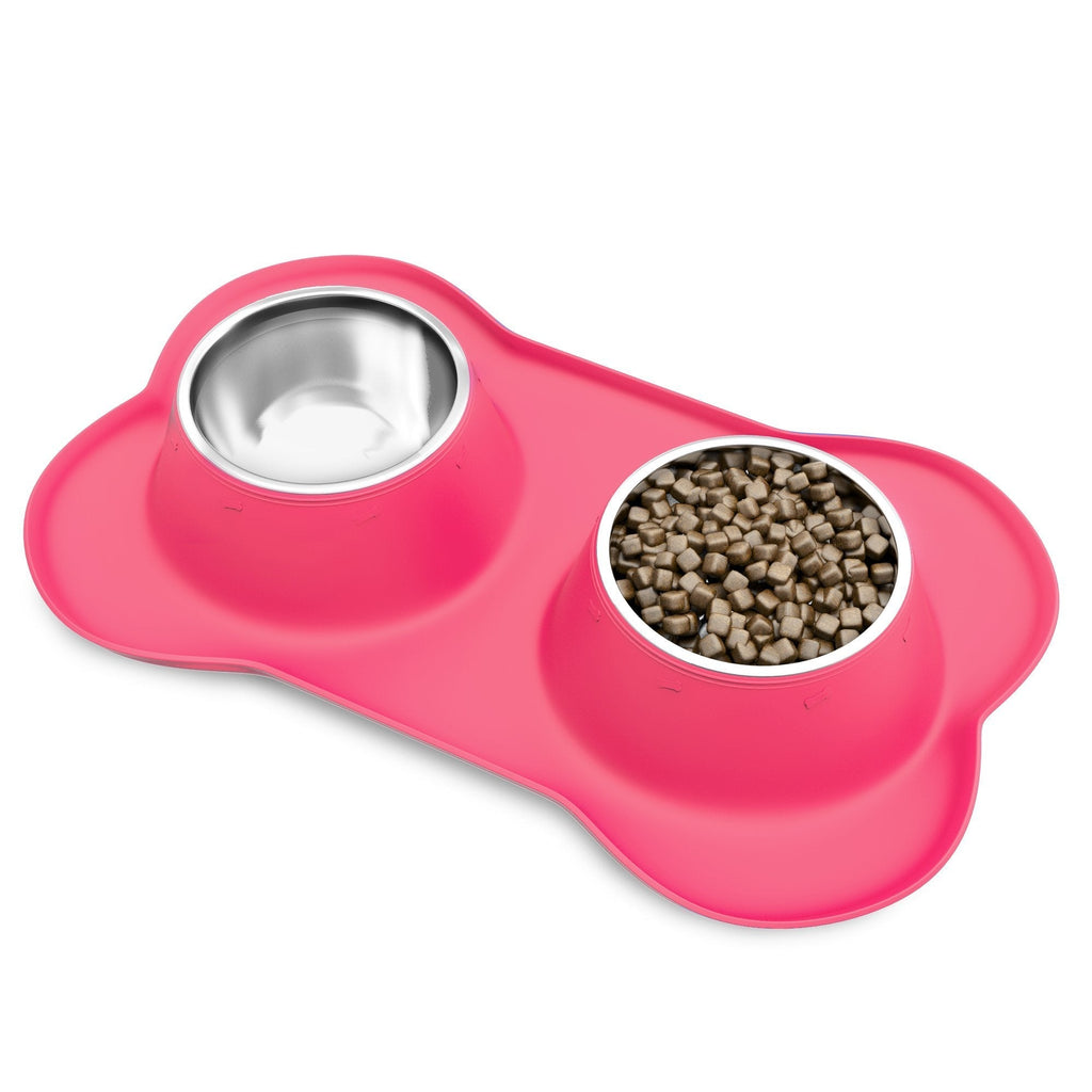 [Australia] - PETMAKER Stainless Steel Pet Bowls Set for Dogs and Cats Pink 24 oz 