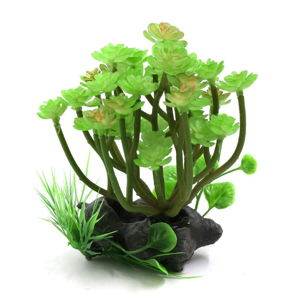 [Australia] - uxcell Green Plastic Lifelike Plant Terrarium Aquarium Reptiles Tank Decorative Ornament with Stand 