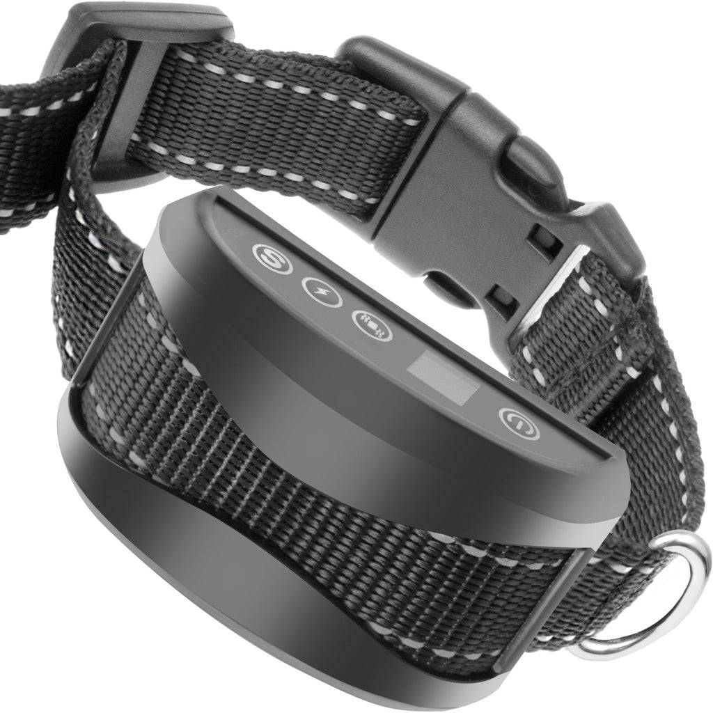 TIFTAF Bark Collar - Harmless and Humane - Anti Barking Control Device Train Your Pet. Safe for Large Medium and Small Dog Rechargeable Rainproof Lightweight Shiny Black - PawsPlanet Australia