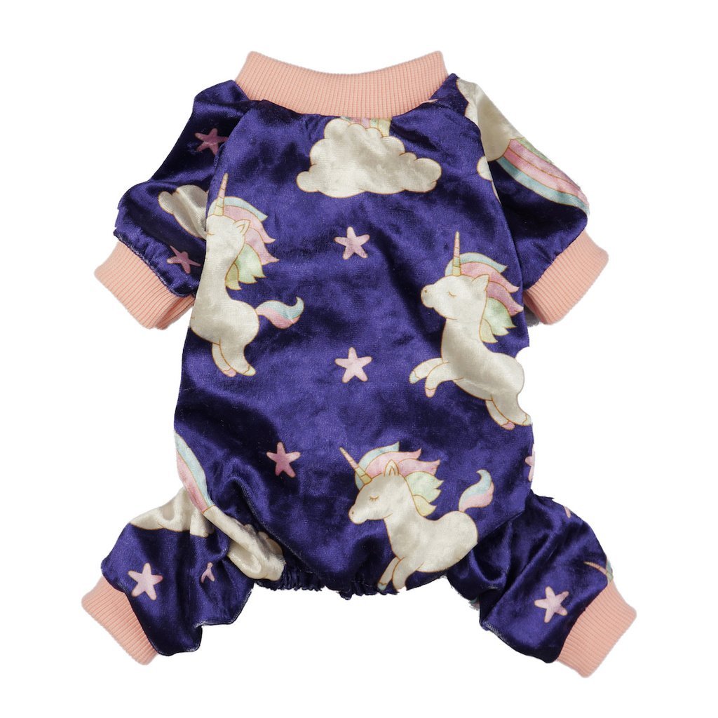 [Australia] - Fitwarm Fairy Unicorn Dog Pajamas Pet Clothes Jumpsuit PJS Apparel Soft Velvet Purple XS 