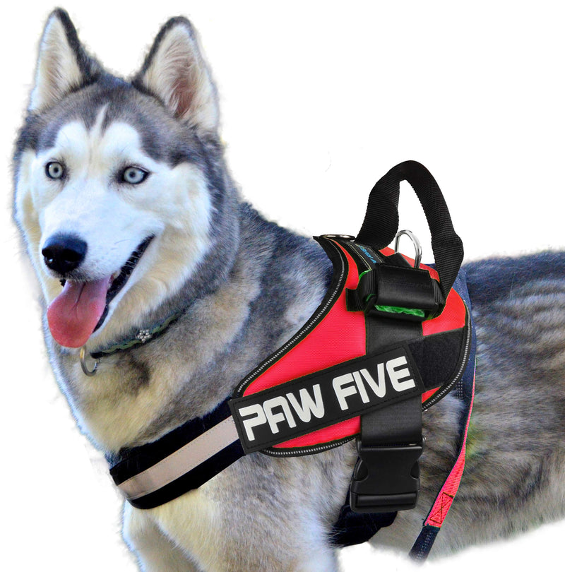 [Australia] - Paw Five CORE-1 Reflective No-Pull Dog Harness with Built-in Waste Bag Dispenser Adjustable Padded Control for Medium and Large Dogs, X-Large (Girth: 39" - 48") Lava Red 