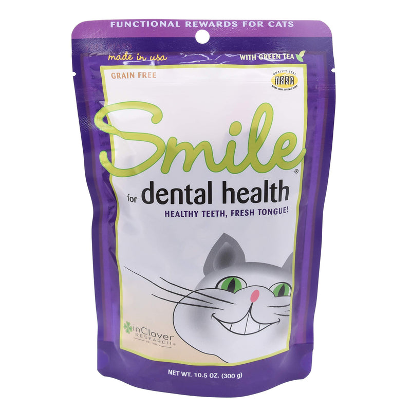 In Clover Smile Daily Dental Health Soft Chews for Cats, Support Healthy Teeth and Fresh Tongue with Catnip and Green Tea, Prebiotics, and Chlorophyll for Fresh Breath 10.5oz - PawsPlanet Australia