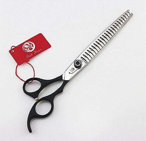 Purple Dragon 8.0 inch Professional Pet Grooming Scissors - Dog Chunker Shears - Adult Animal Thinning Hair Shears for Pet Groomer or Family DIY Black - PawsPlanet Australia