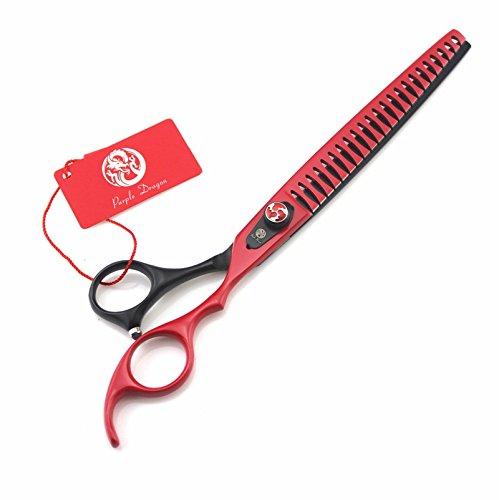 [Australia] - Purple Dragon 8.0 inch Professional Pet Grooming Scissors - Dog Chunker Shears - Adult Animal Thinning Hair Shears for Pet Groomer or Family DIY Red 