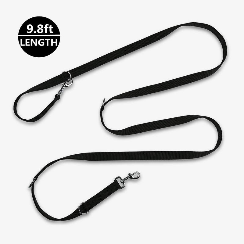 [Australia] - Hands Free Dog Leash, JKC Multi-Functional Dog Training Leads, 9.8ft Strong and Durable Nylon Double Leash for Medium & Large Dogs 