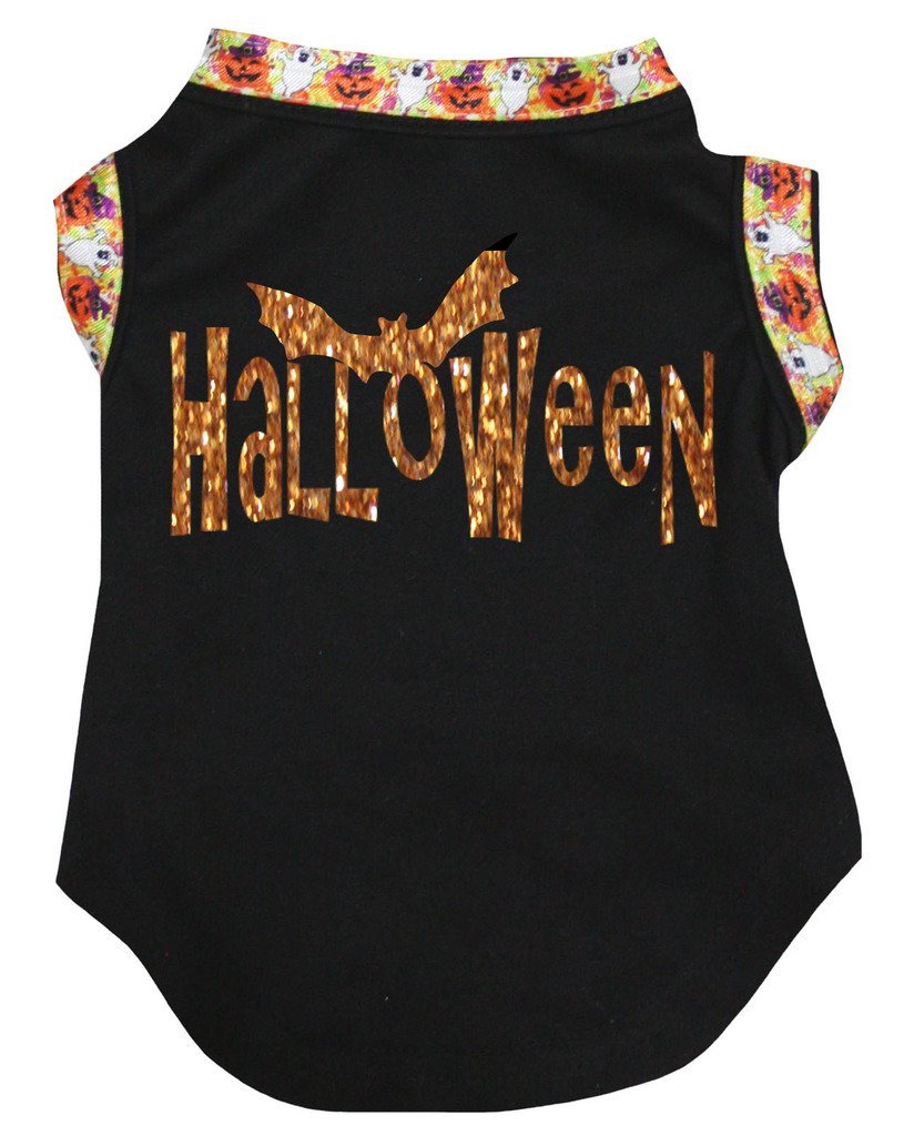 [Australia] - Petitebella Bling Halloween Black Puppy Dog Shirt Medium 