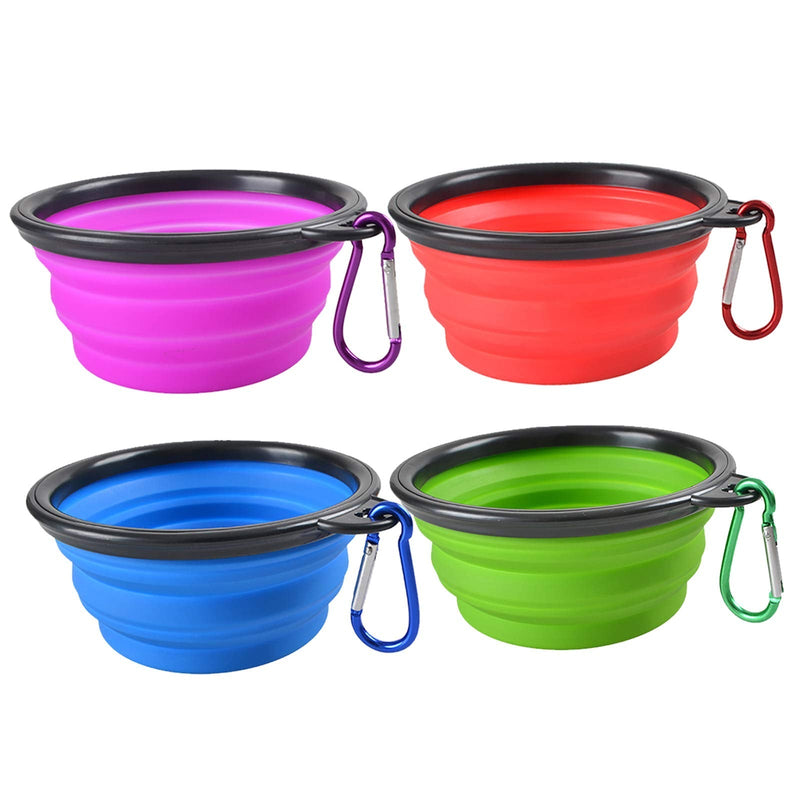 Collapsible Dog Bowls, Portable Foldable Dogs Cats Travel Water Food Bowls with Carabiner Clip for Walking, Traveling,Hiking (4 Pack) - PawsPlanet Australia