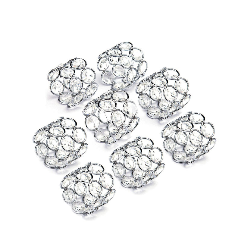 Feyarl Set of 8pcs Sparkly Napkin Rings Crystal Table Dinner Napkin Holders for Wedding Centerpieces Party Special Occasions Festival Decoration 8 - PawsPlanet Australia