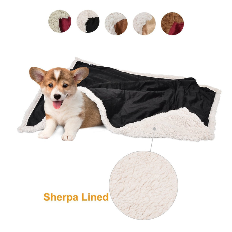 [Australia] - Pawsse Dog Blanket,Super Soft Sherpa Pet Blankets and Throws Sleeping Mat for Small Medium Doggies Puppy Animals 45"x30" Black 