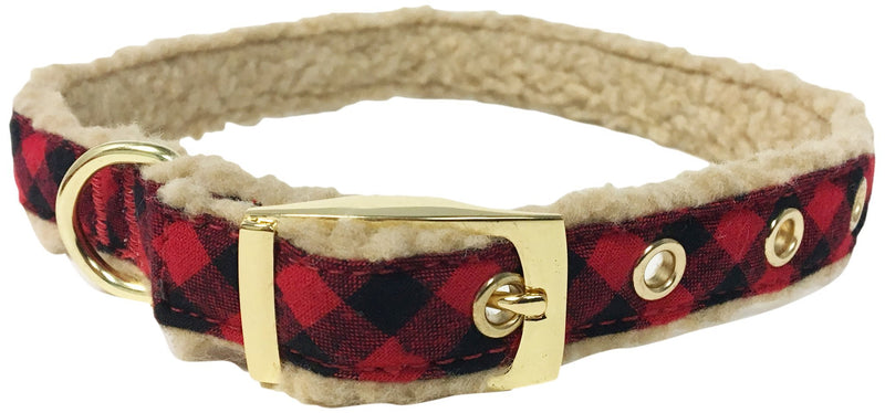 [Australia] - Bow & Arrow Pet Holiday Dog Collar, Dog Collar with Bells Large Checkered Red Plaid 