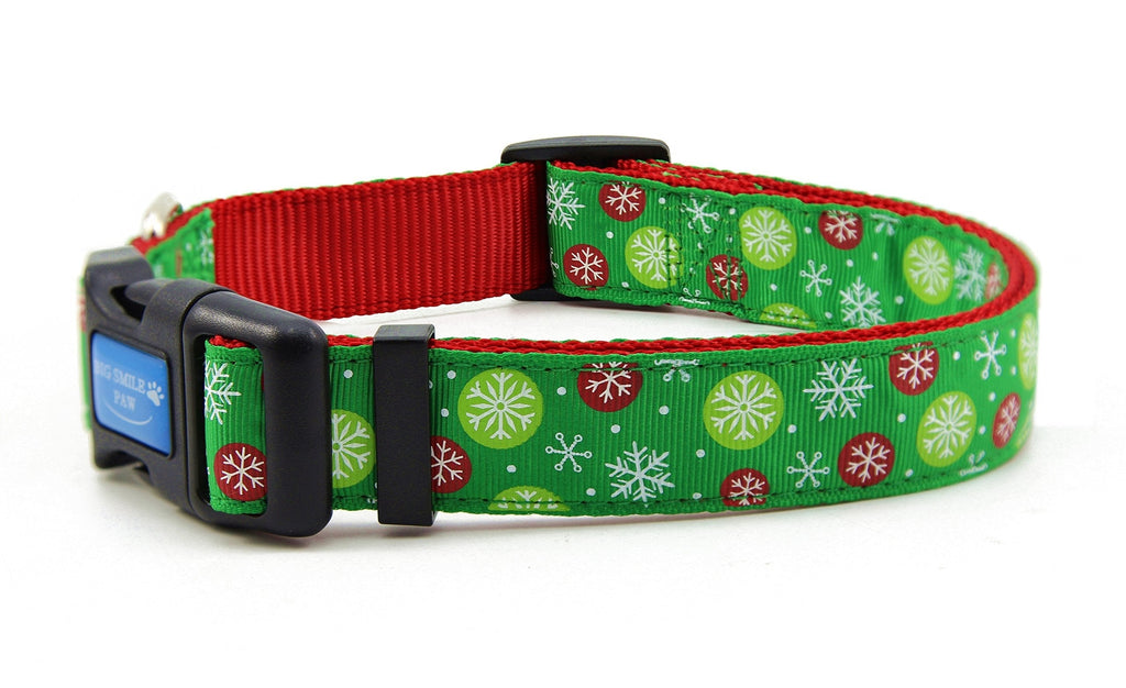 [Australia] - BIG SMILE PAW Nylon Dog Collar Adjustable,Winter/Snow Theme L 