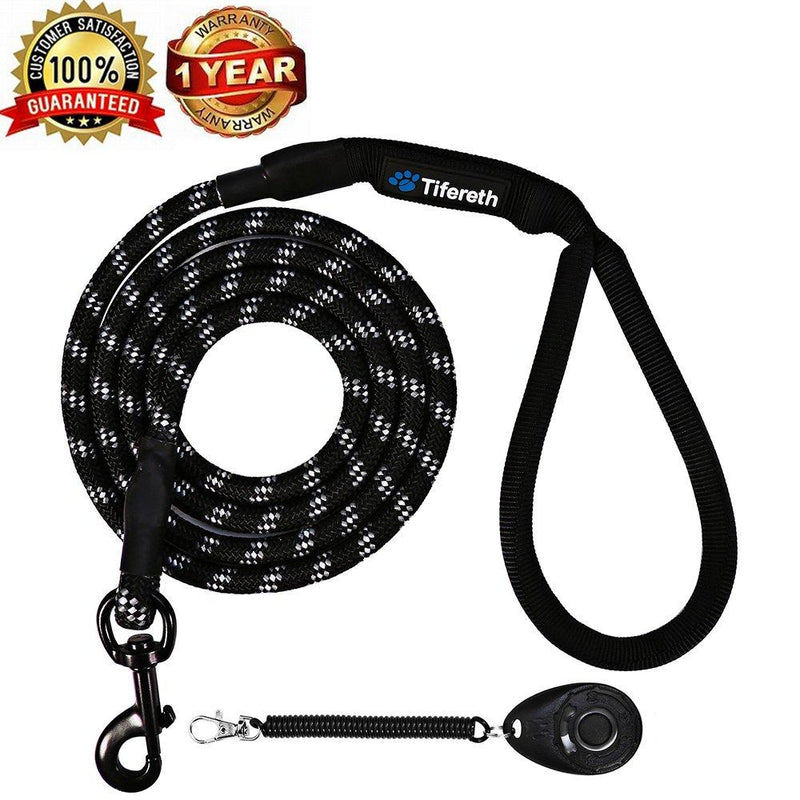 [Australia] - Tifereth Rope Medium-Large 6ft-4ft Dog-Leash - Strong Big Heavy Duty Climbing Rope Leash with Soft Padded Handle for Medium to Large Dogs 6 Feet black 