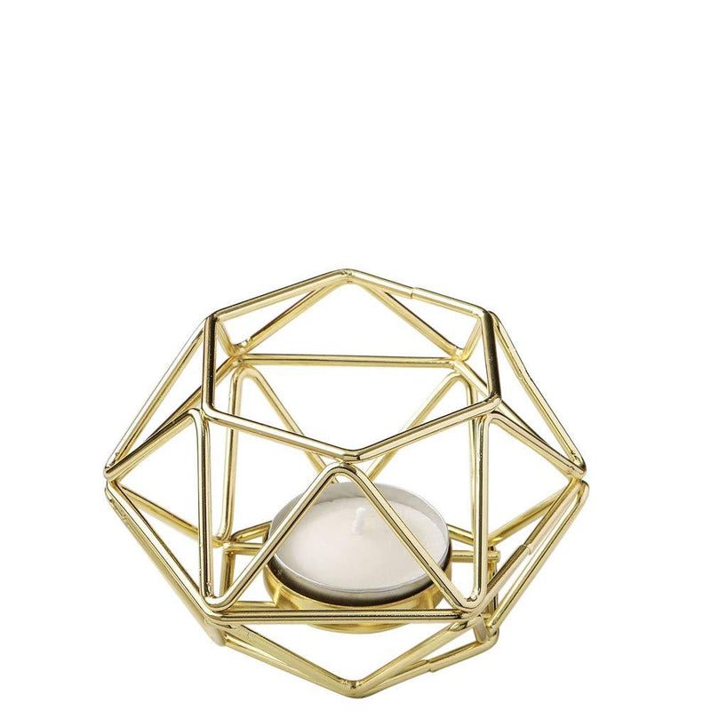 FASHIONCRAFT 8748-2 Gold-Tone Geometric Hexagon Tealight Candle Holders, Candle Wedding Favor, Candle Centerpiece, 4” Candle Décor – Set of 2 1 - PawsPlanet Australia