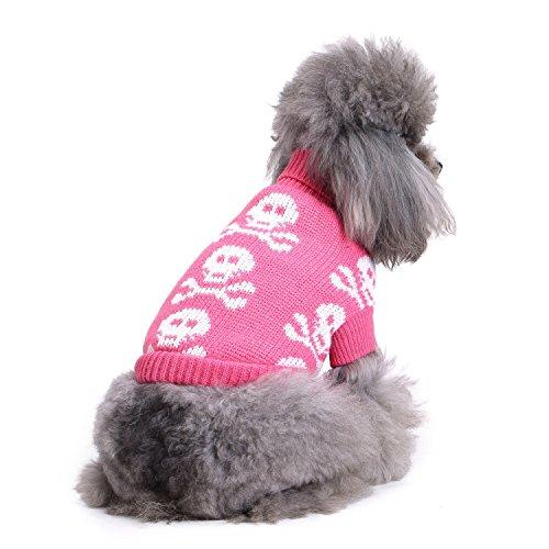 [Australia] - S-Lifeeling Skull Dog Sweater Holiday Halloween Christmas Pet Clothes Soft Comfortable Dog Clothes - Pink Dog - Back Length 12" 