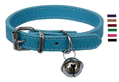 [Australia] - Fashion Leather Pet Collars for Cats,baby Puppies Dogs,adjustable 8"-10.5" Turquoise blue 