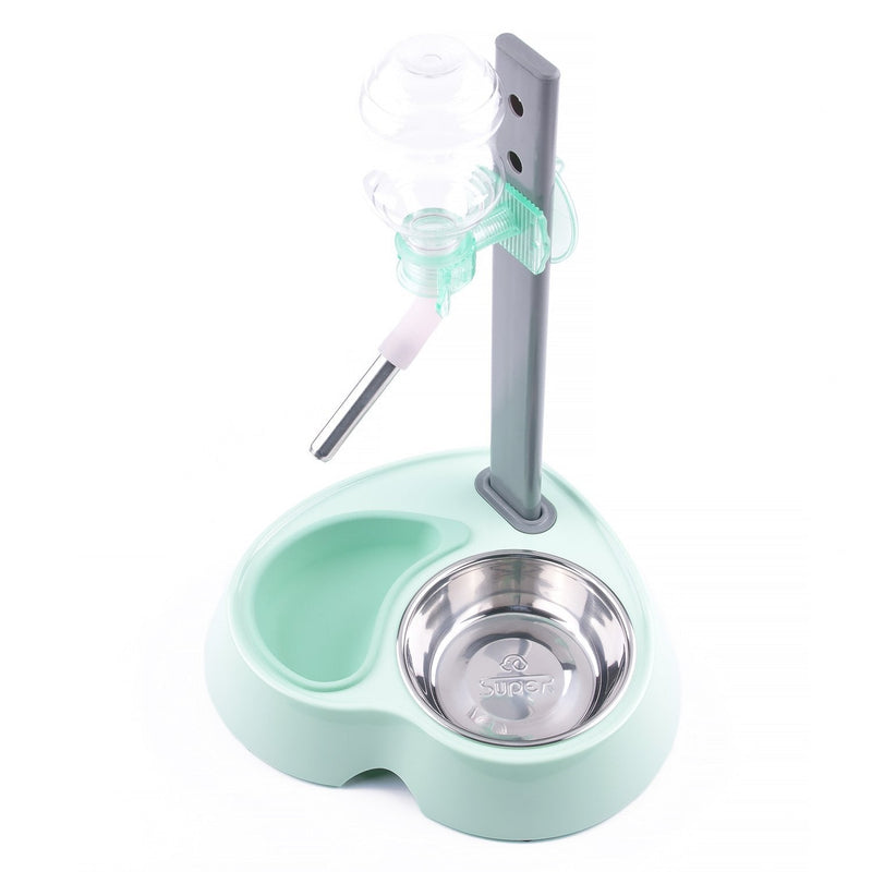 [Australia] - Super Design Multifunctional Automatic Feeders Dispenser - Portion Control Water Dispenser Bowl for Dogs & Cats, Mess Free, No More Dripping Beard Light Green 