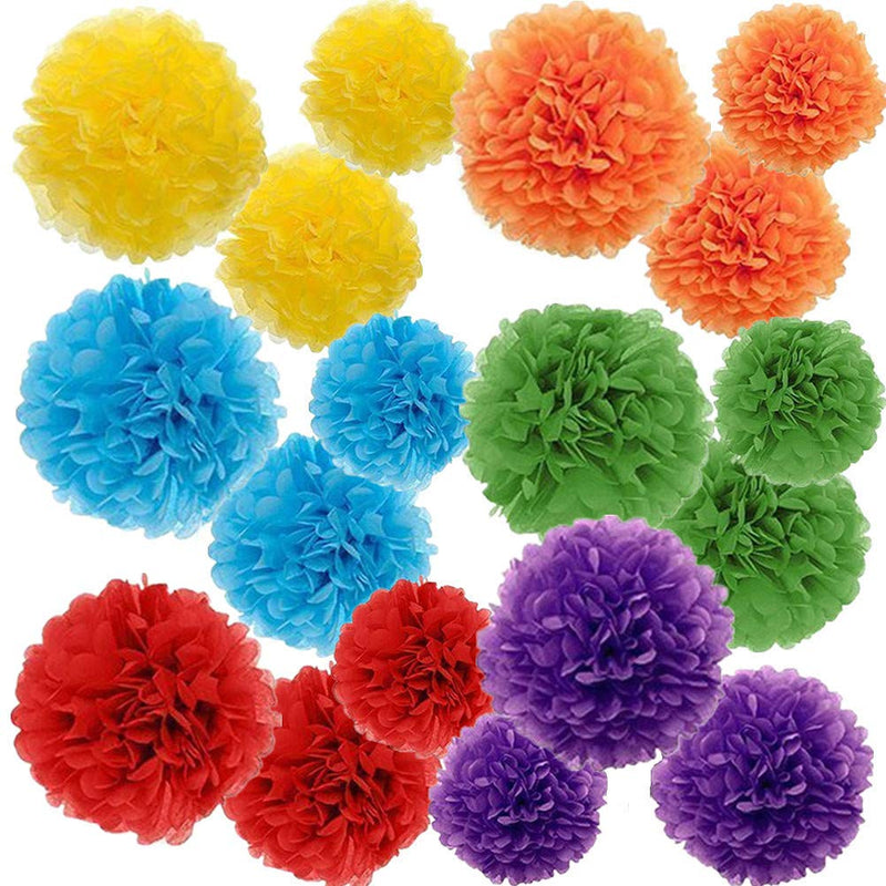 Gavoyeat Paper Pom Poms Color Tissue Flowers Birthday Celebration Wedding Party Halloween Christmas Outdoor Decoration,18 pcs of 10 12 14 Inch - PawsPlanet Australia