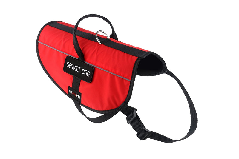 [Australia] - Petdogree Lightweight Reflective Red Service Dog Vest/Harness with Handle and Removable Patches (XS, S, M, L, XL) Medium 23"-28" Girth (Over back under Stomach) 