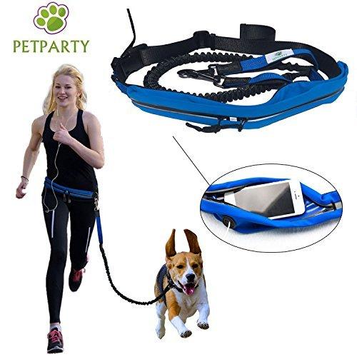 [Australia] - Petparty Running Dog Leash, Jogging Waist Leash, Hand Free Bungee Leash for Medium to Large Size Dog Blue 