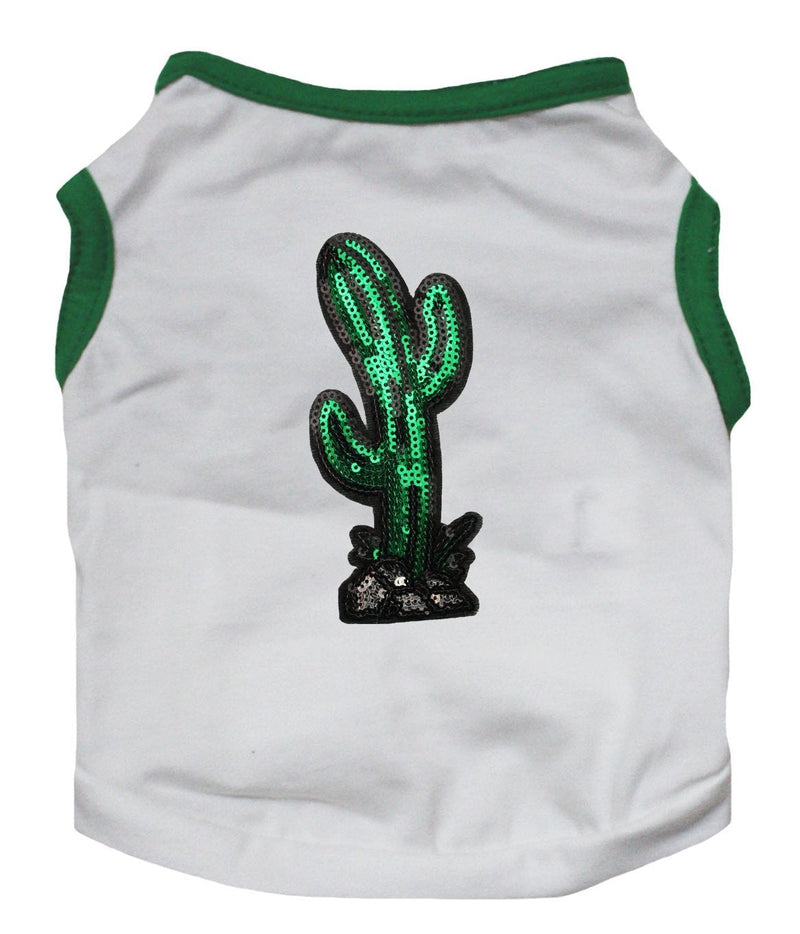 [Australia] - Petitebella Sequins Cactus Puppy Dog Shirt Small White 