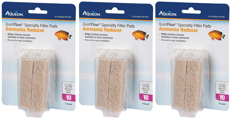 [Australia] - (3 Pack) Aqueon Quiet Flow 10 Ammonia Reducing Specialty Filter Pad (4 ct. Per Pack) 