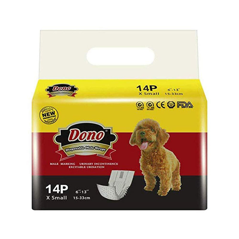 Dono Disposable Dog Diapers Male Dog Wraps Super Absorbent Soft Pet Diapers, Including Four Sizes, Extra Small, Small, Medium, Large, Diapers Wetness Indicator XS 14count - PawsPlanet Australia