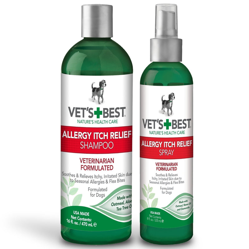 [Australia] - Vet's Best Allergy Itch Relief Dog Shampoo, 16 ounce and Allergy Itch Relief Spray for Dogs, 8 ounce 