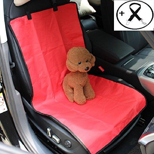 [Australia] - Economic Pet Seat Cover Front Car Mat for Small Medium Dogs Cats - Waterproof Anti-Scratch Seat Cover with Free Safty Seatbelt Red 