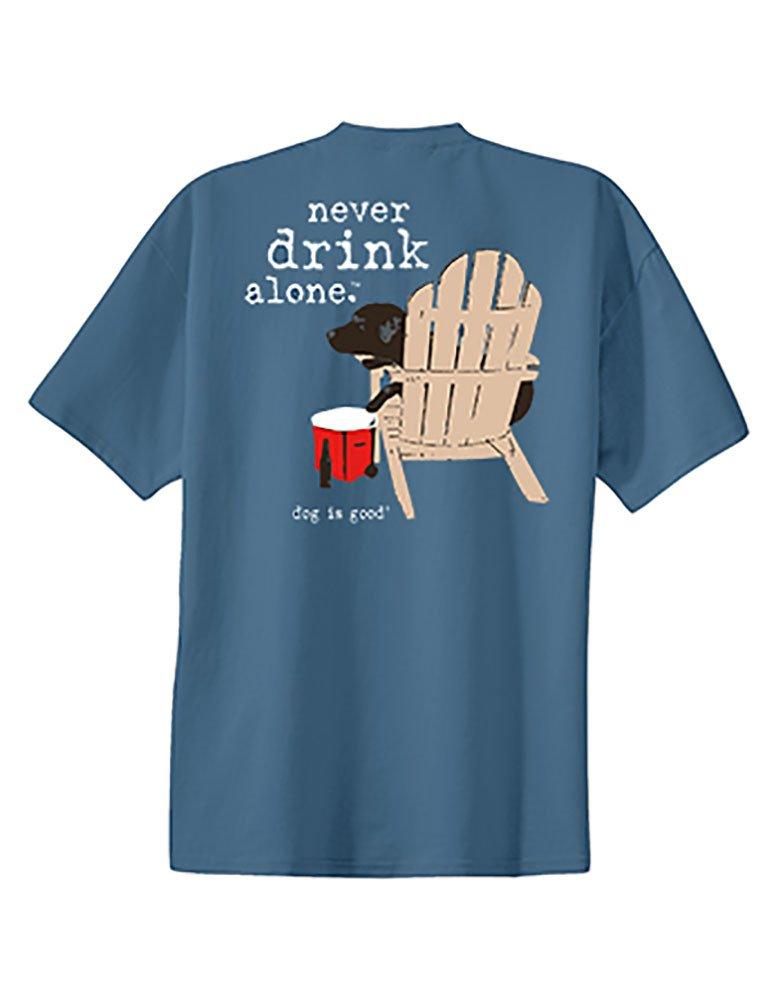 [Australia] - Dog is Good Never Drink Alone T-Shirt - Great Gift for Dog Lovers Blue Small 
