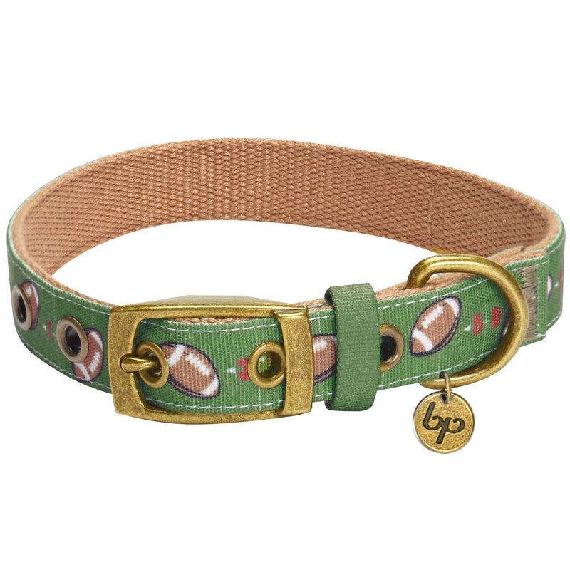 [Australia] - Blueberry Pet 5 Patterns Durable Sports Fan Canvas Dog Collars Collar - (13"-16.5") Neck * 3/4" Wide Sports - Football 