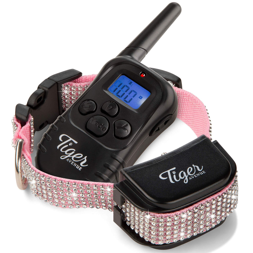 [Australia] - Waterproof Dog Shock Collar With Remote, Dog Training Collar With Beep/Vibrate/Shock Functions, Dog Training Shock Collar for Small to Large Dogs, Rechargeable Dog Shock Collar With Diamante Bling XS-S Pink 