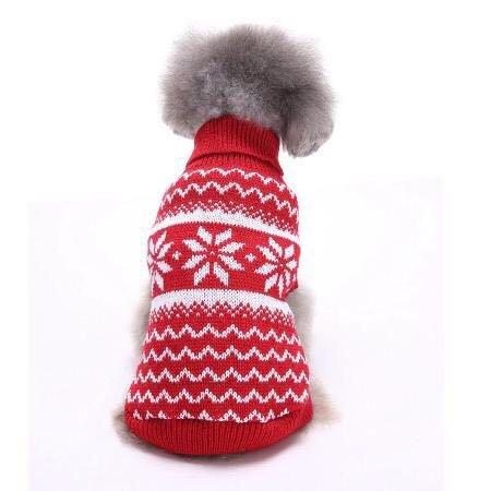 [Australia] - Ella Goods Dog Knit Sweater Clothing aparel for Small Dog (2XL, Red Winter Flakes) 2XL 