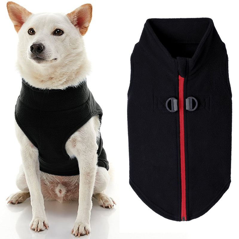 Gooby Zip Up Fleece Dog Sweater - Warm Pullover Fleece Step-in Dog Jacket Winter Small Dog Sweater - Perfect On The Go Dog Sweaters for Small Dogs to Medium Dogs for Indoor and Outdoor Use X-Small chest (~11") Black - PawsPlanet Australia