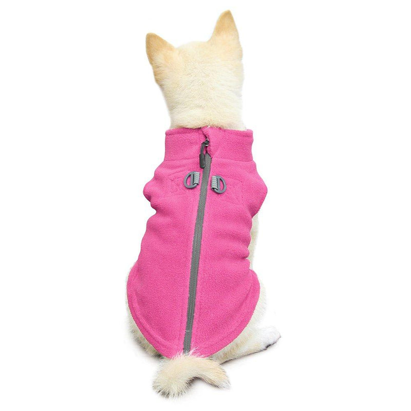 Gooby - Zip Up Fleece Vest, Fleece Jacket Sweater with Zipper Closure and Leash Ring X-Small chest (~11") Pink - PawsPlanet Australia