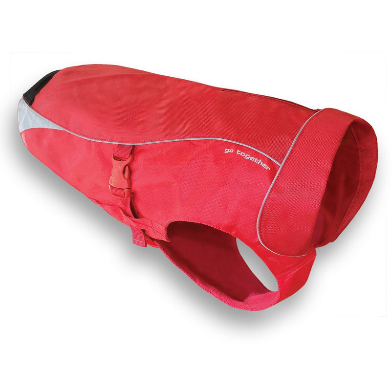 [Australia] - Kurgo Waterproof Dog Jacket | Winter Coat for Dogs | Pet Raincoat with Fleece Lining | Reflective | Easy On & Off | Harness Opening | North Country Coat | For Small, Medium, Large Pets Red 