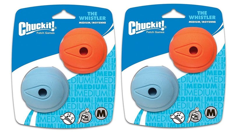 [Australia] - 4 Pack Chuckit! The Whistler Size Medium / 2.5 Inch (2 Packages with 2 Balls Each) 