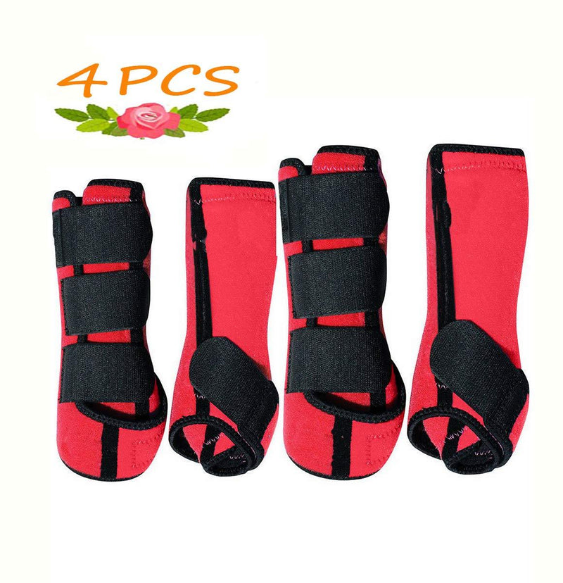 [Australia] - Brushing Boot Horse Stable Neoprene Travel Boots Leg Protection WRAP Black - Set of 4 Leg Wraps Safe Direct Contact Treats Sprains Bites Non Slip L 